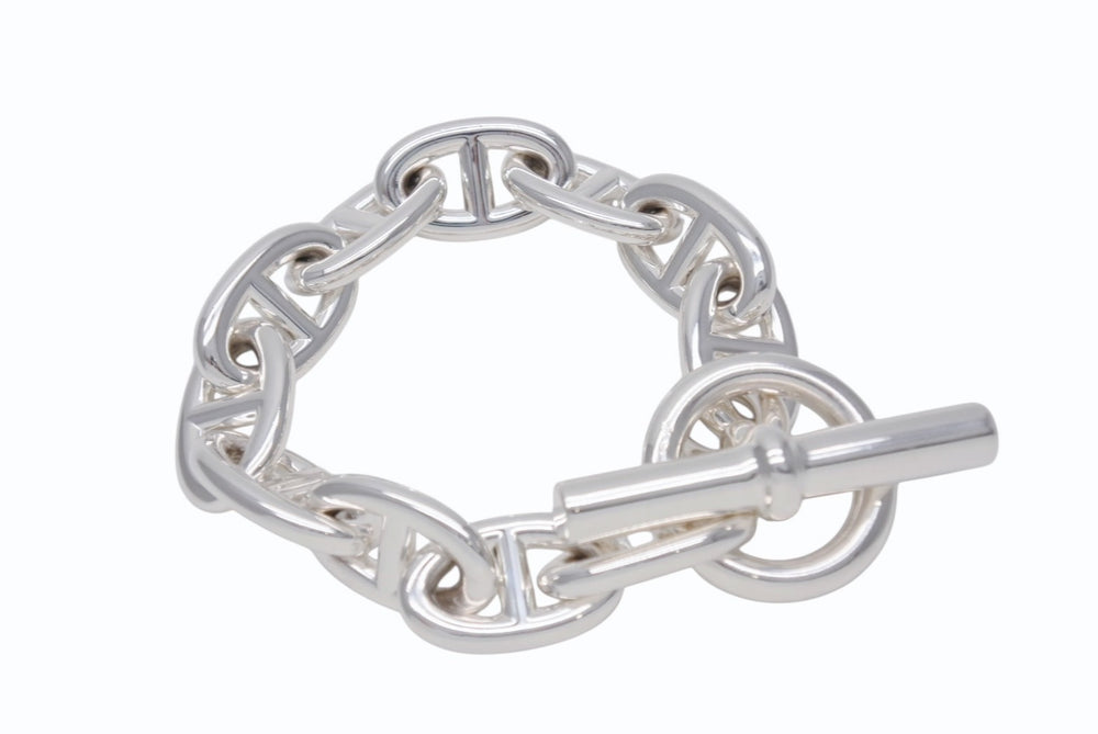Like new HERMES Chaine d'Ancle TGM bracelet 11 frames 25AG006370 Silver 925 105.4g Used 4b003759
