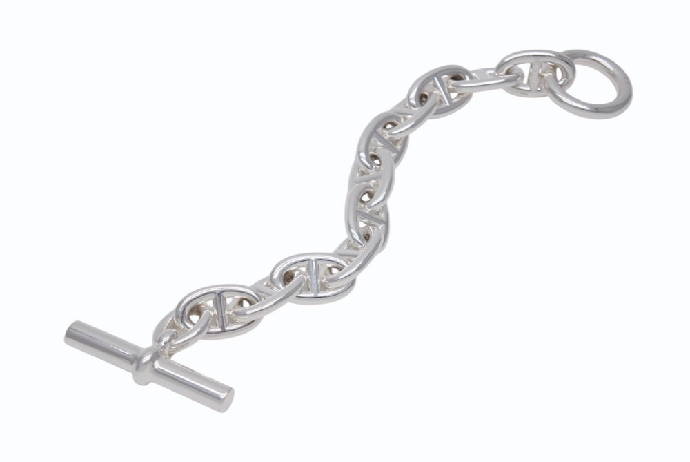 新品同様 HERMES エルメス シェーヌダンクルTGMブレスレット 11コマ 25AG006370 シルバー925 105.4g 中古 4b003759