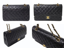 Load image into Gallery viewer, 極美品 CHANEL シャネル マトラッセ25 Wフラップ Wチェーンショルダーバッグ 6番台 ラムスキン ココマーク ブラック ゴールド金具 中古 4b003761