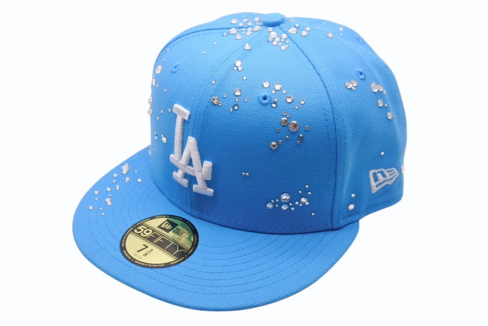 New and unused Couture SUMMER DROP 1 FANCY Los Angeles Dodgers Jewel Cap Swarovski Aqua Size 7 3/8 Used 4b003767