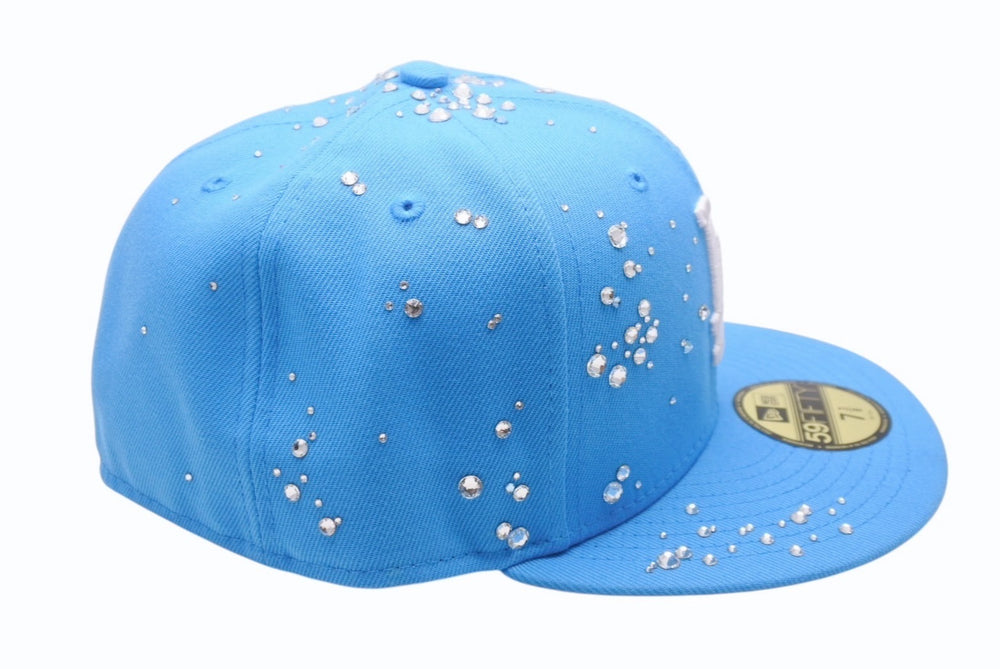 New and unused Couture SUMMER DROP 1 FANCY Los Angeles Dodgers Jewel Cap Swarovski Aqua Size 7 3/8 Used 4b003767