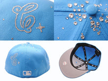 画像をギャラリービューアに読み込む, 新品未使用 Couture クチュール SUMMER DROP 1 FANCY Los Angeles Dodgers ジュエルキャップ スワロフスキー アクア サイズ7 3/8 中古 4b003767