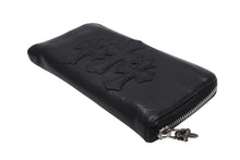 Load image into Gallery viewer, CHROME HEARTS クロムハーツ REC ZIP 3クロス ラウンドジップ レザーウォレット 長財布 ブラック シルバー 美品 中古 4b003775