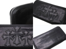 Load image into Gallery viewer, CHROME HEARTS クロムハーツ REC ZIP 3クロス ラウンドジップ レザーウォレット 長財布 ブラック シルバー 美品 中古 4b003775