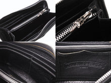 Load image into Gallery viewer, CHROME HEARTS クロムハーツ REC ZIP 3クロス ラウンドジップ レザーウォレット 長財布 ブラック シルバー 美品 中古 4b003775