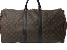 画像をギャラリービューアに読み込む, 極美品 LOUIS VUITTON ルイヴィトン キーポルバンドリエール55 ボストンバッグ M56714 モノグラムマカサー ブラック 中古 4b003790