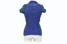 画像をギャラリービューアに読み込む, me ISSEY MIYAKE ミー イッセイミヤケ チェック柄 プリーツ加工 半袖シャツ MI02FK667 日本製 グリーン 美品 中古 4b003827