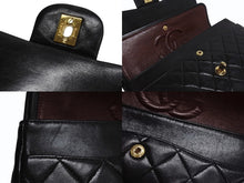 Load image into Gallery viewer, 極美品 CHANEL シャネル マトラッセ25 Wフラップ Wチェーンショルダーバッグ 2番台 ラムスキン ココマーク ブラック ゴールド金具 中古 4b003836