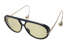 画像をギャラリービューアに読み込む, BOTTEGAVENETA ボッテガヴェネタ ドロップ パイロット サングラス BV1273S サイズ63□12-180 XL ブラック イエロー 美品 中古 4b003844