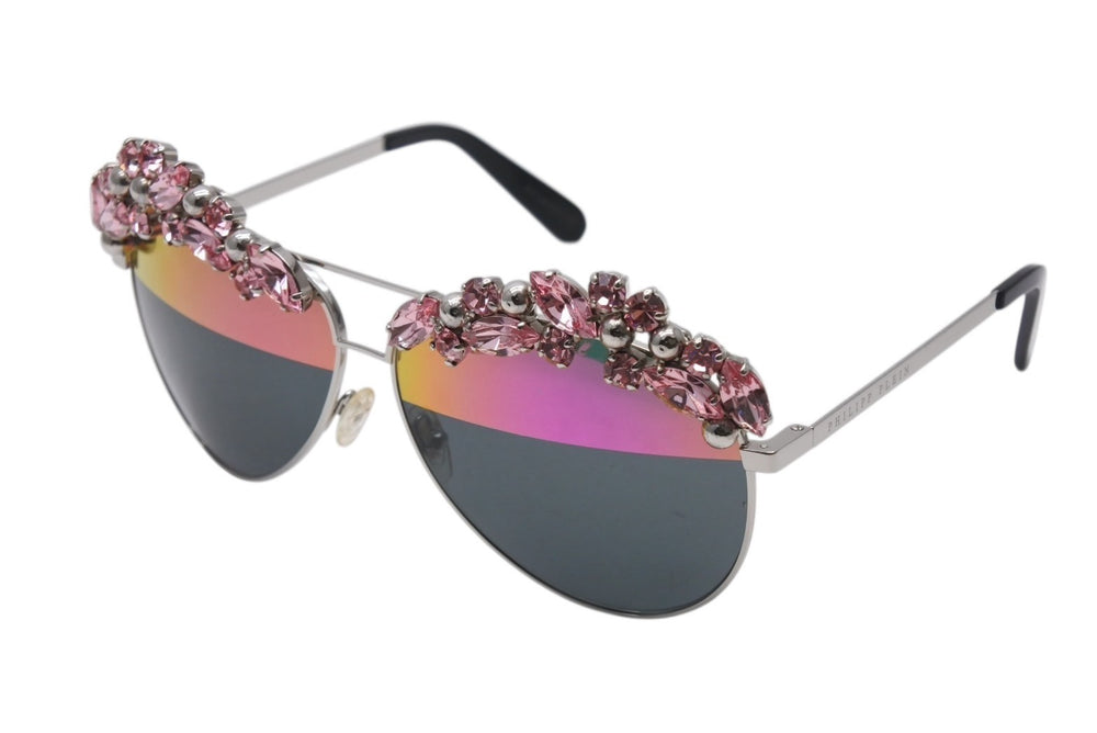 PHILIPP PLEIN Sunglasses Sunshine Collection WES0021 Acetate Monel Pink Silver Good Condition Used 4b003854
