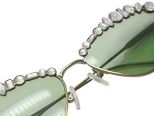 画像をギャラリービューアに読み込む, 極美品 SWAROVSKI スワロフスキー ステートメント キャッツアイシェイプ サングラス ラインストーン Sk7009 グリーン 中古 4b003855