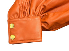 画像をギャラリービューアに読み込む, 新品未使用 ZIMMERMANN ジマーマン Illustration Biker Jacket ジャケット 1016JF241 レザー オレンジ サイズ１ ゴールド金具 中古 4b003856