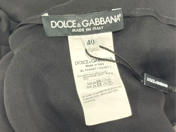 新品未使用 DOLCE&GABBANA ドルチェ アンド ガッバーナ ブラウス シアー ブラウス ブラック シルク 40 F7AG0TFU1AT 中古 4b003861