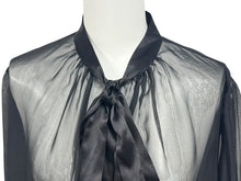 画像をギャラリービューアに読み込む, 新品未使用 DOLCE&amp;GABBANA ドルチェ アンド ガッバーナ ブラウス シアー ブラウス ブラック シルク 40 F7AG0TFU1AT 中古 4b003861