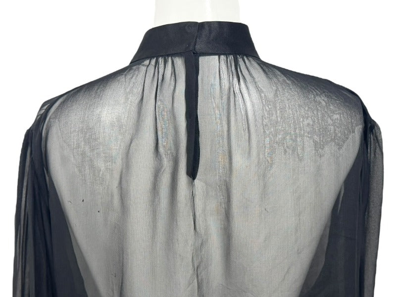 新品未使用 DOLCE&GABBANA ドルチェ アンド ガッバーナ ブラウス シアー ブラウス ブラック シルク 40 F7AG0TFU1AT 中古 4b003861