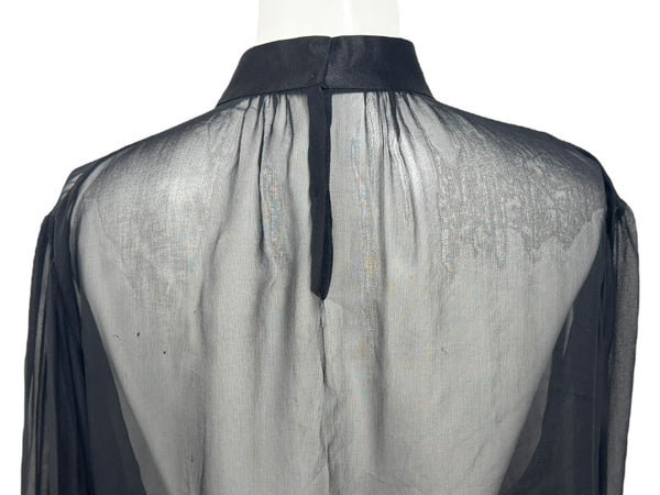 新品未使用 DOLCE&GABBANA ドルチェ アンド ガッバーナ ブラウス シアー ブラウス ブラック シルク 40 F7AG0TFU1AT 中古 4b003861
