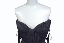 Load image into Gallery viewer, 新品未使用 AlexPerry アレックスペリー Iron Gray Strapless Sweetheart Ruched CrystalJersey Midi Dress ドレス グレー UK8 中古 4b003862