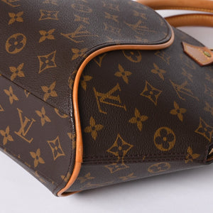 極美品 LOUIS VUITTON ルイヴィトン エリプスPM ハンドバッグ モノグラム M51127 PVC ヌメ革 ブラウン ゴールド金具 中古 4a000387
