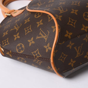 極美品 LOUIS VUITTON ルイヴィトン エリプスPM ハンドバッグ モノグラム M51127 PVC ヌメ革 ブラウン ゴールド金具 中古 4a000387