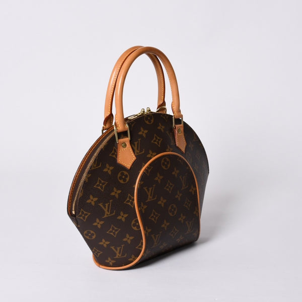 極美品 LOUIS VUITTON ルイヴィトン エリプスPM ハンドバッグ モノグラム M51127 PVC ヌメ革 ブラウン ゴールド金具 中古 4a000387