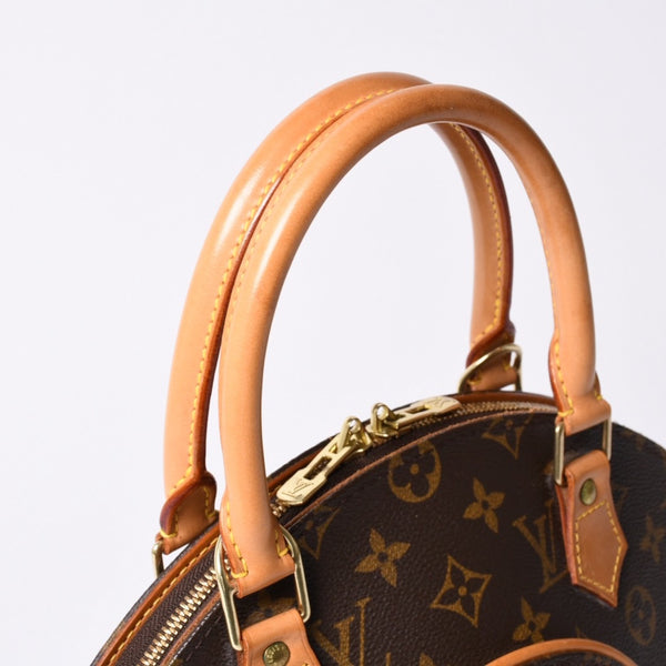 極美品 LOUIS VUITTON ルイヴィトン エリプスPM ハンドバッグ モノグラム M51127 PVC ヌメ革 ブラウン ゴールド金具 中古 4a000387