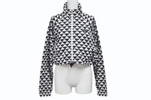 画像をギャラリービューアに読み込む, PRADA プラダ.トライアングルロゴ ナイロンパーカー ノーカラー ジャケット 29R115 ブラック ホワイト サイズ36 美品 中古 4b003877