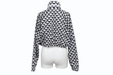 画像をギャラリービューアに読み込む, PRADA プラダ.トライアングルロゴ ナイロンパーカー ノーカラー ジャケット 29R115 ブラック ホワイト サイズ36 美品 中古 4b003877