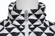 画像をギャラリービューアに読み込む, PRADA プラダ.トライアングルロゴ ナイロンパーカー ノーカラー ジャケット 29R115 ブラック ホワイト サイズ36 美品 中古 4b003877