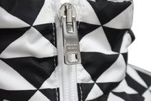画像をギャラリービューアに読み込む, PRADA プラダ.トライアングルロゴ ナイロンパーカー ノーカラー ジャケット 29R115 ブラック ホワイト サイズ36 美品 中古 4b003877