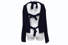 画像をギャラリービューアに読み込む, 極美品 CELINE セリーヌ フィービー期 バック リボン 変形 ニット ネイビー ウール 2 3BL0 トップス 紺色 サイズXS 中古 4b003881