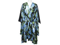 Very Good Condition BALENCIAGA One Piece Floral Pattern 575428 Made in Italy Rayon Silk Black Multicolor Size 40 Used 4b003883