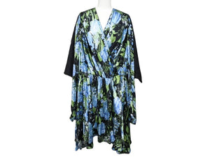 Very Good Condition BALENCIAGA One Piece Floral Pattern 575428 Made in Italy Rayon Silk Black Multicolor Size 40 Used 4b003883
