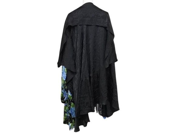 Very Good Condition BALENCIAGA One Piece Floral Pattern 575428 Made in Italy Rayon Silk Black Multicolor Size 40 Used 4b003883