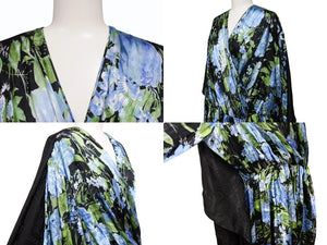 Very Good Condition BALENCIAGA One Piece Floral Pattern 575428 Made in Italy Rayon Silk Black Multicolor Size 40 Used 4b003883