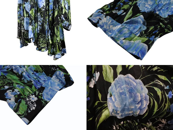Very Good Condition BALENCIAGA One Piece Floral Pattern 575428 Made in Italy Rayon Silk Black Multicolor Size 40 Used 4b003883