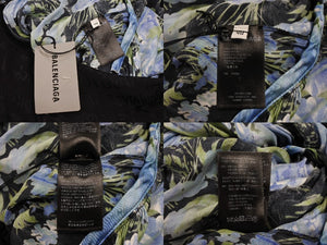 Very Good Condition BALENCIAGA One Piece Floral Pattern 575428 Made in Italy Rayon Silk Black Multicolor Size 40 Used 4b003883