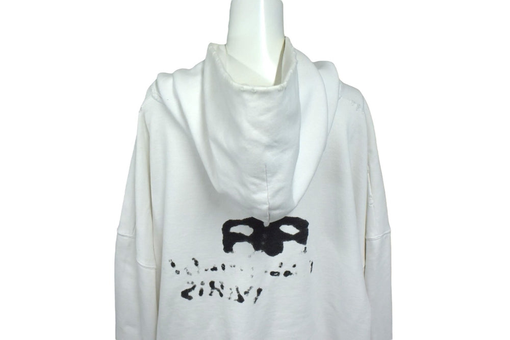BALENCIAGA バレンシアガ ハンド ドロー BB アイコン フーディー ラージフィット ホワイト サイズXS 620947 TNVQ1 9040 美品 中古 4b003886