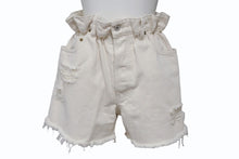 Load image into Gallery viewer, MIUMIU ミュウミュウ デニムショートパンツ デニムショーツ GWP300 サイズ27 ロゴプリント アイボリー 美品 中古 4b003887