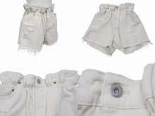 Load image into Gallery viewer, MIUMIU ミュウミュウ デニムショートパンツ デニムショーツ GWP300 サイズ27 ロゴプリント アイボリー 美品 中古 4b003887