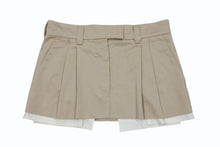 Load image into Gallery viewer, 極美品 MIUMIU ミュウミュウ チノ ミニスカート MG1801 サイズ40 刺繍ロゴ入り ツータック アウトタック ベージュ 中古 4b003890