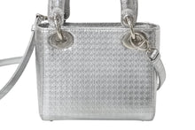 Load image into Gallery viewer, Christian Dior クリスチャンディオール LADY DIOR レディディオール マイクロカナージュ ミニ 2WAYバッグ M0550PSKC シルバー 美品 中古 4b003895