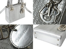 Load image into Gallery viewer, Christian Dior クリスチャンディオール LADY DIOR レディディオール マイクロカナージュ ミニ 2WAYバッグ M0550PSKC シルバー 美品 中古 4b003895