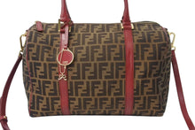 画像をギャラリービューアに読み込む, 極美品 FENDI フェンディ 2WAY ハンドバッグ ショルダーバッグ ズッカ柄 キャンバス レザー ブラウン ゴールド金具 中古 4b003898