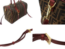 画像をギャラリービューアに読み込む, 極美品 FENDI フェンディ 2WAY ハンドバッグ ショルダーバッグ ズッカ柄 キャンバス レザー ブラウン ゴールド金具 中古 4b003898