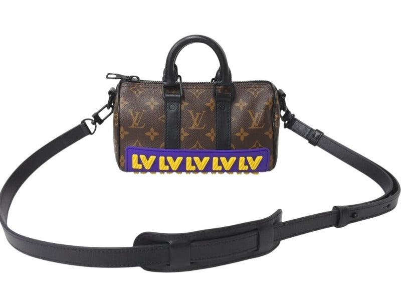 極美品 LOUIS VUITTON ルイヴィトン キーポルXS ハンドバッグ M45788 モノグラムマカサー ブラック ブラウン パープル イエロー 中古 4b003900
