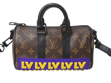 Load image into Gallery viewer, 極美品 LOUIS VUITTON ルイヴィトン キーポルXS ハンドバッグ M45788 モノグラムマカサー ブラック ブラウン パープル イエロー 中古 4b003900