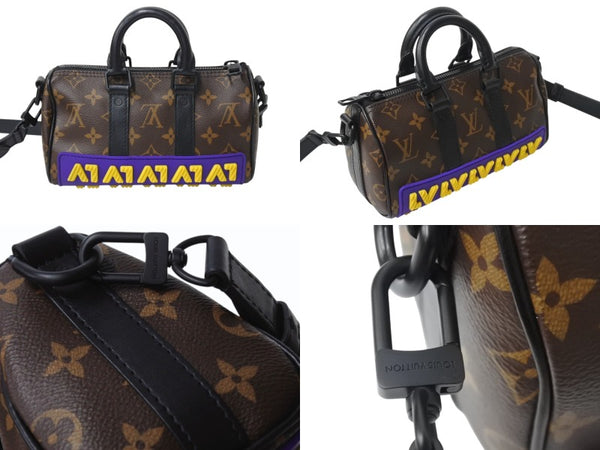 Very good condition LOUIS VUITTON Keepall XS handbag M45788 Monogram Macassar Black Brown Purple Yellow Used 4b003900