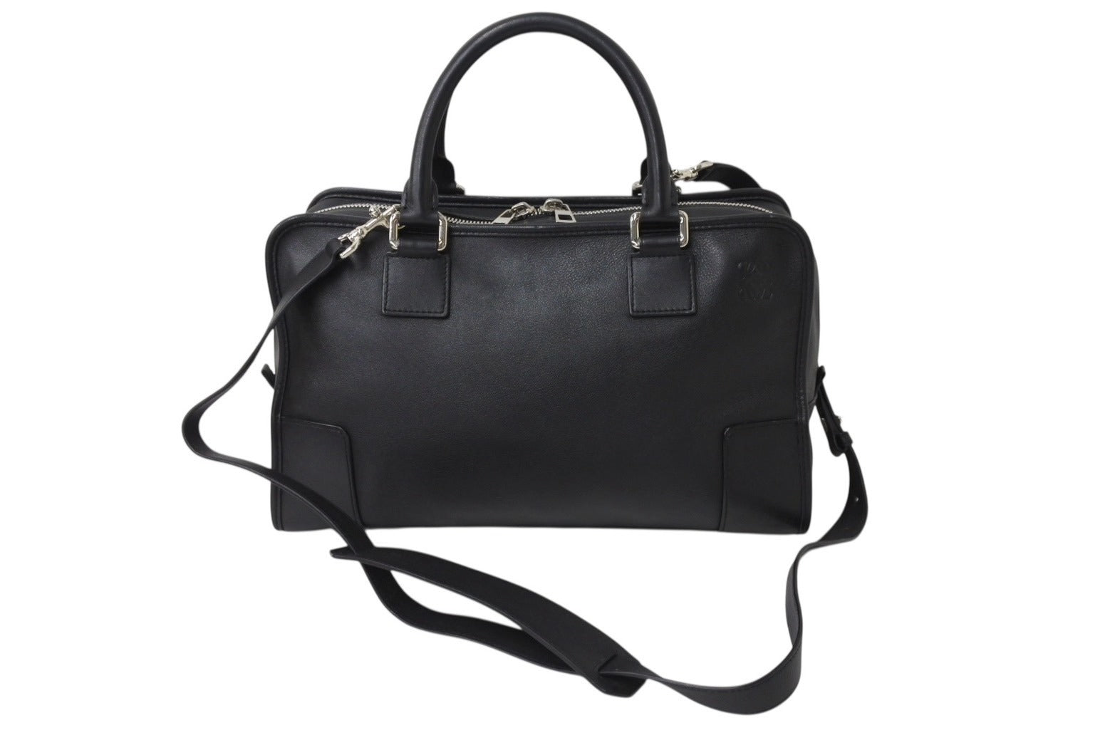 LOEWE アマソナ36 アナグラム 2way ハンドバッグ ショルダー ロエベ LOEWE アマソナ 36 ハンド バッグ レザー グレー ゴールド 金具