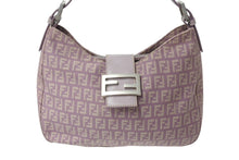 画像をギャラリービューアに読み込む, FENDI フェンディ マンマバケット ホーボー ワンショルダーバッグ 8BR036 ズッキーノ柄 キャンバス レザー パープル 美品 中古 4b003902