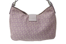 画像をギャラリービューアに読み込む, FENDI フェンディ マンマバケット ホーボー ワンショルダーバッグ 8BR036 ズッキーノ柄 キャンバス レザー パープル 美品 中古 4b003902